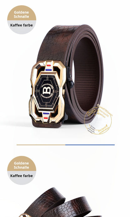 🐊Ledergürtel für Herren mit edlem Krokodilleder-Muster, mit automatischer Schnalle und aus Rindsleder gefertigt.