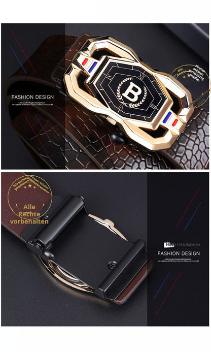 🐊Ledergürtel für Herren mit edlem Krokodilleder-Muster, mit automatischer Schnalle und aus Rindsleder gefertigt.