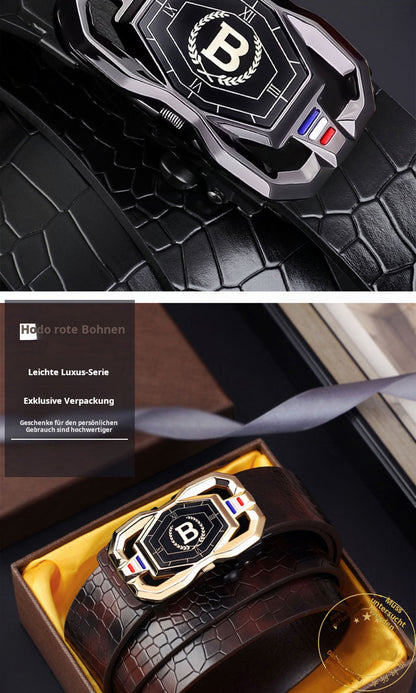 🐊Ledergürtel für Herren mit edlem Krokodilleder-Muster, mit automatischer Schnalle und aus Rindsleder gefertigt.