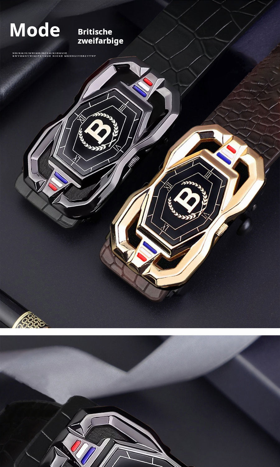 🐊Ledergürtel für Herren mit edlem Krokodilleder-Muster, mit automatischer Schnalle und aus Rindsleder gefertigt.