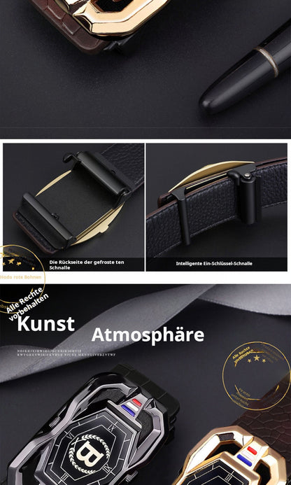 🐊Ledergürtel für Herren mit edlem Krokodilleder-Muster, mit automatischer Schnalle und aus Rindsleder gefertigt.