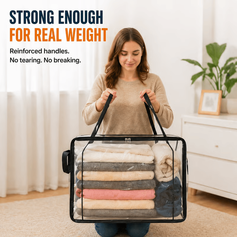 🎁 📦Large Heavy-Duty Thick Plastic Clear Storage Bag for Clothes, Moving &amp; Storage