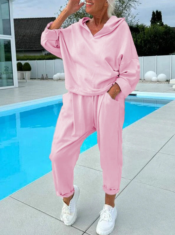 50% Rabatt auf neue Modelle, nur für 3 Tage!🍁Zweiteiliges Damen-Kapuzenpulli-Set in Unifarben