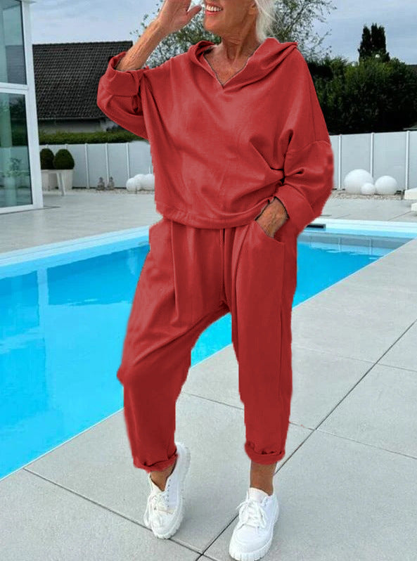 50% Rabatt auf neue Modelle, nur für 3 Tage!🍁Zweiteiliges Damen-Kapuzenpulli-Set in Unifarben