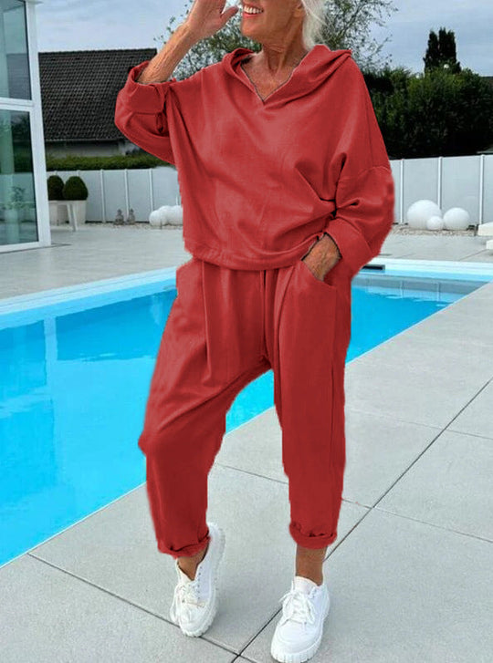 50% Rabatt auf neue Modelle, nur für 3 Tage!🍁Zweiteiliges Damen-Kapuzenpulli-Set in Unifarben