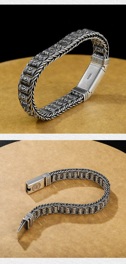 📢📢50 % Rabatt!! ⏰ Tibetisches Gebetsmühlen-Armband – 925er Sterlingsilber, Glücksbringer & Valentinstagsgeschenk