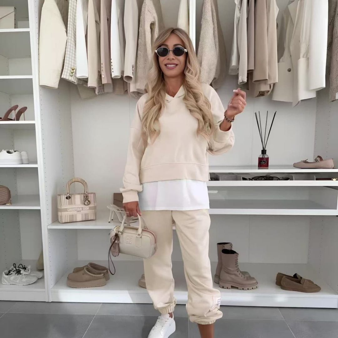 💜 Tuta casual con cappuccio e patchwork da donna