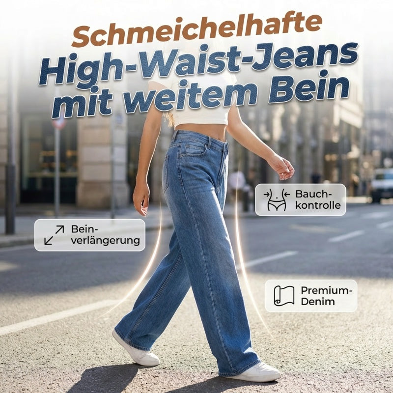 Damen-Jeans mit hohem Bund und weitem Bein