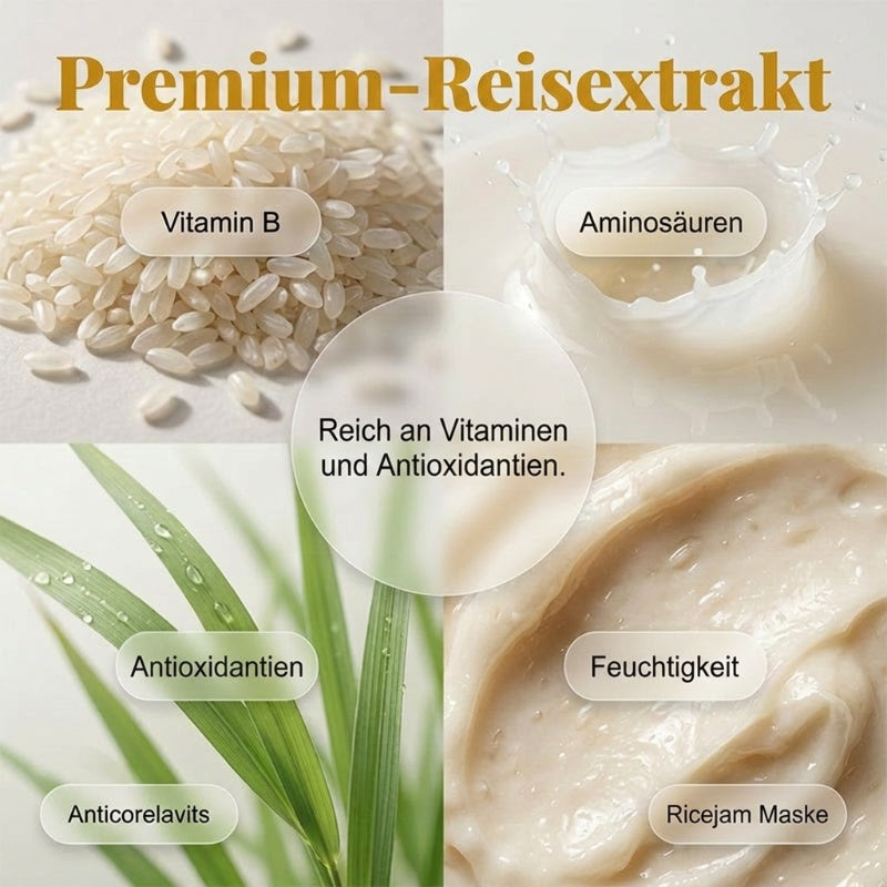 Reis-Gesichtsmaske zum Aufhellen, Befeuchten und Peelen