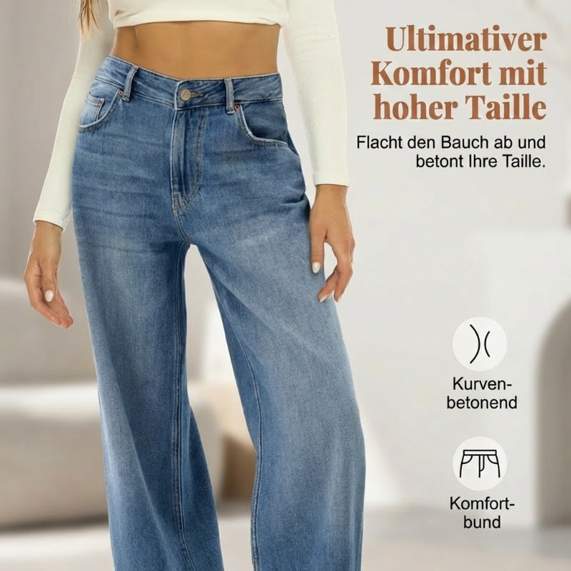Damen-Jeans mit hohem Bund und weitem Bein