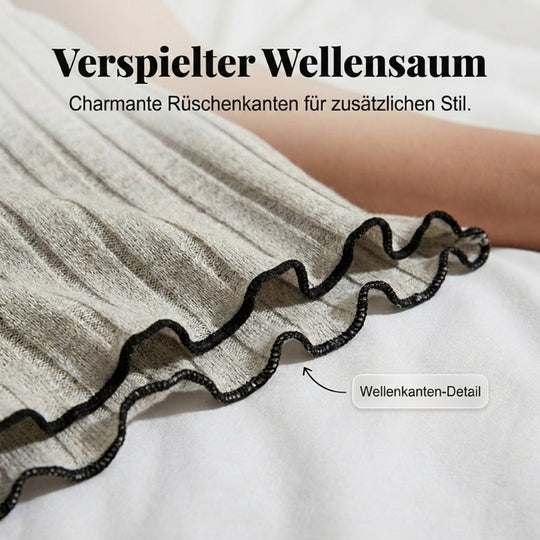 Damen Pyjama-Set aus Strick: Geripptes Top und Shorts