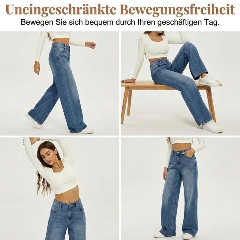 Damen-Jeans mit hohem Bund und weitem Bein