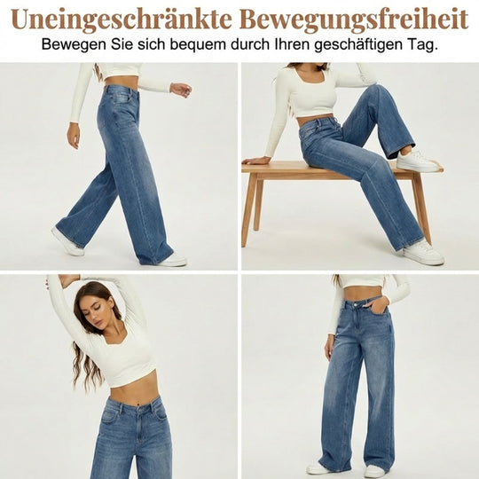 Damen-Jeans mit hohem Bund und weitem Bein
