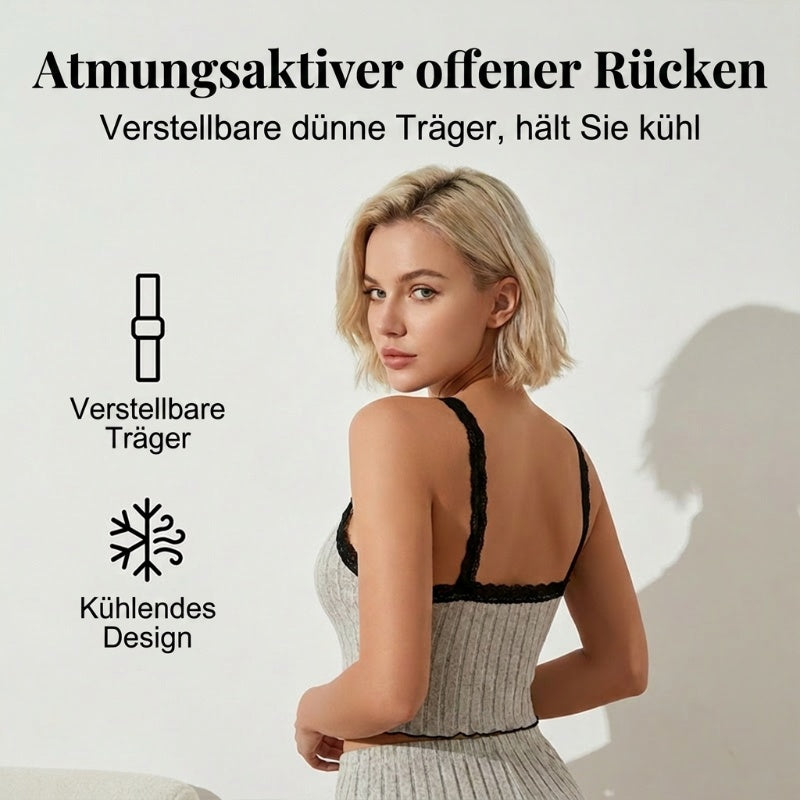 Damen Pyjama-Set aus Strick: Geripptes Top und Shorts