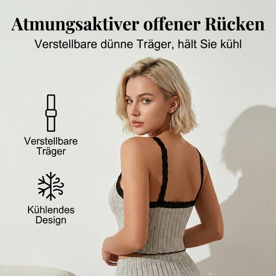 Damen Pyjama-Set aus Strick: Geripptes Top und Shorts