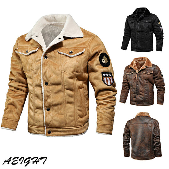 🔥Bestseller🔥 Herren-Outdoor-Lederjacke mit Fleecefutter ✈️Kostenloser Versand