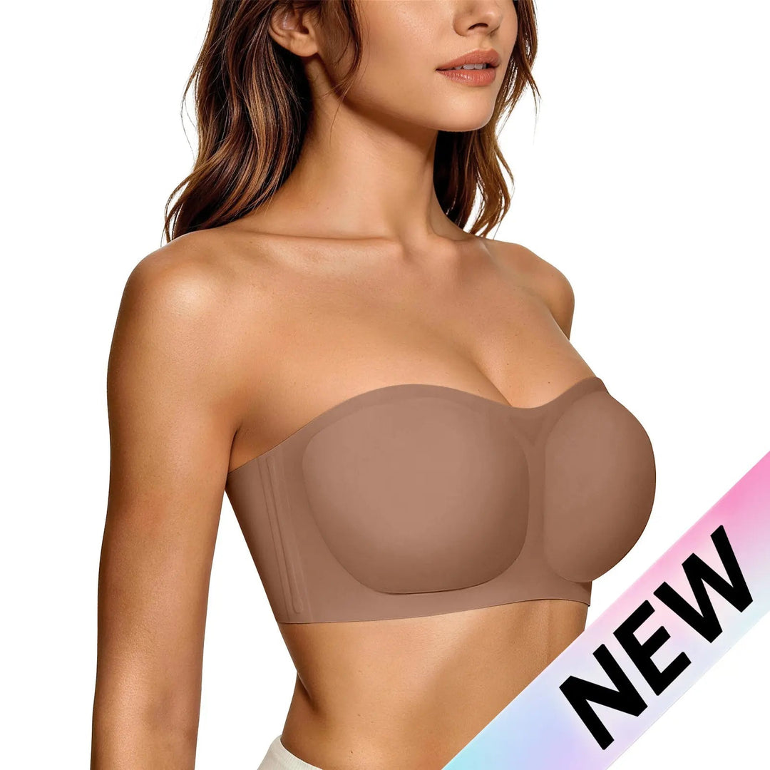 💞Womens Strapless Bras Push Up Bandeau Bra Non Slip Wireless Supportive Padded Bras Seamless Comfortable Tube Jelly Bra