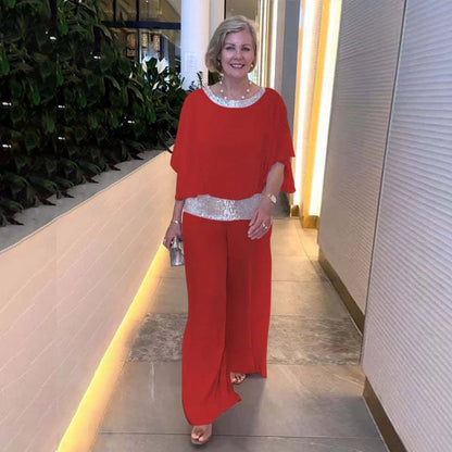 💥💥Elegantes zweiteiliges Set im Colorblock-Stil mit Pailletten