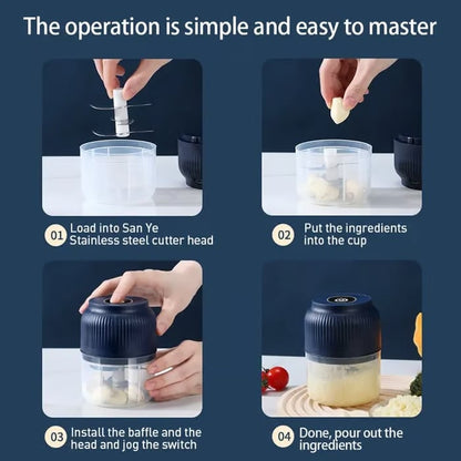 ✨ Elektrischer Knoblauchschneider & Tragbarer Mini-Gemüseschneider – Hacken, Zerkleinern & Mixen in Sekundenschnelle! ⏱️🔪