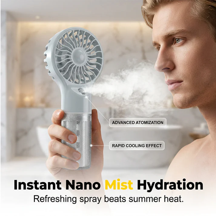 🏖️❄️ 50% OFF TODAY! 💦 Portable Handheld Mist Cooling Fan ✨ Instant Cooling Relief for Hot Summer Days, Travel &amp; Outdoor Activities