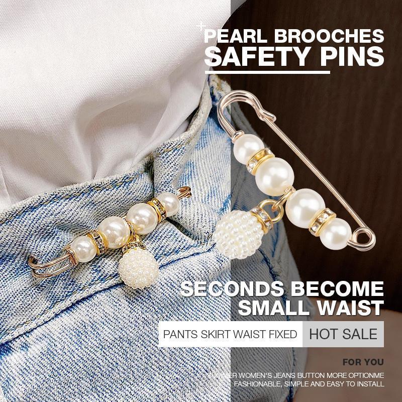 ✨Pearl Brooch Pins,Safety Pins for Clothing Dress pants skirt Cardigan Collar，Faux Pearl Rhinestones Brooches for Women Girls Pants Extender Safety Pins