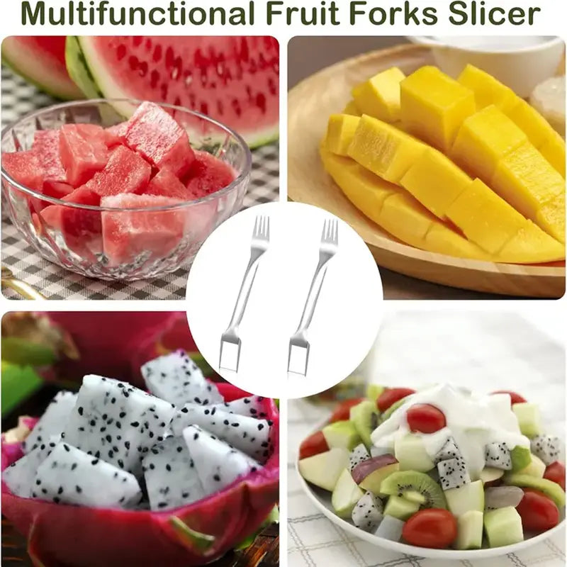 🍉 Summer Sale - Buy 2 Get 1 FREE🔥 | 2-in-1 Watermelon Cutter &amp; Fork Set – Perfect Cubes in Seconds, No Mess, Stainless Steel Fruit Slicer 🍉