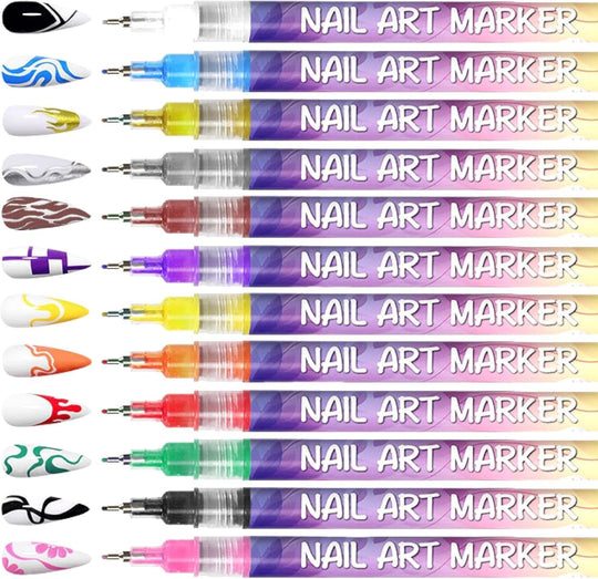 🎁✨ Zestaw lakierów do paznokci w 12 kolorach do kreatywnych wzorów 💅🎨