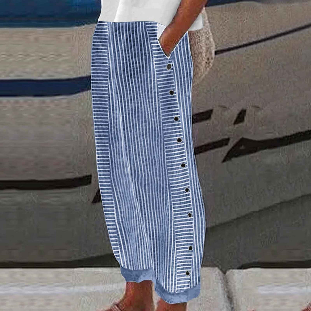 ☀️ Spring Hot Sale 50% OFF!! 🌿🌸 Comfortable blue striped trousers with side pockets