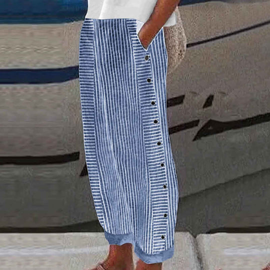 ☀️ Spring Hot Sale 50% OFF!! 🌿🌸 Comfortable blue striped trousers with side pockets