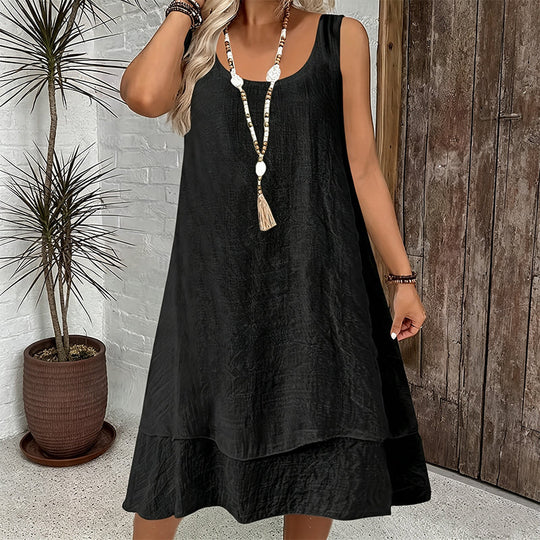Bestseller💕 Double Layer Sleeveless Dress – Effortless Elegance &amp; Modern Layered Look for Everyday