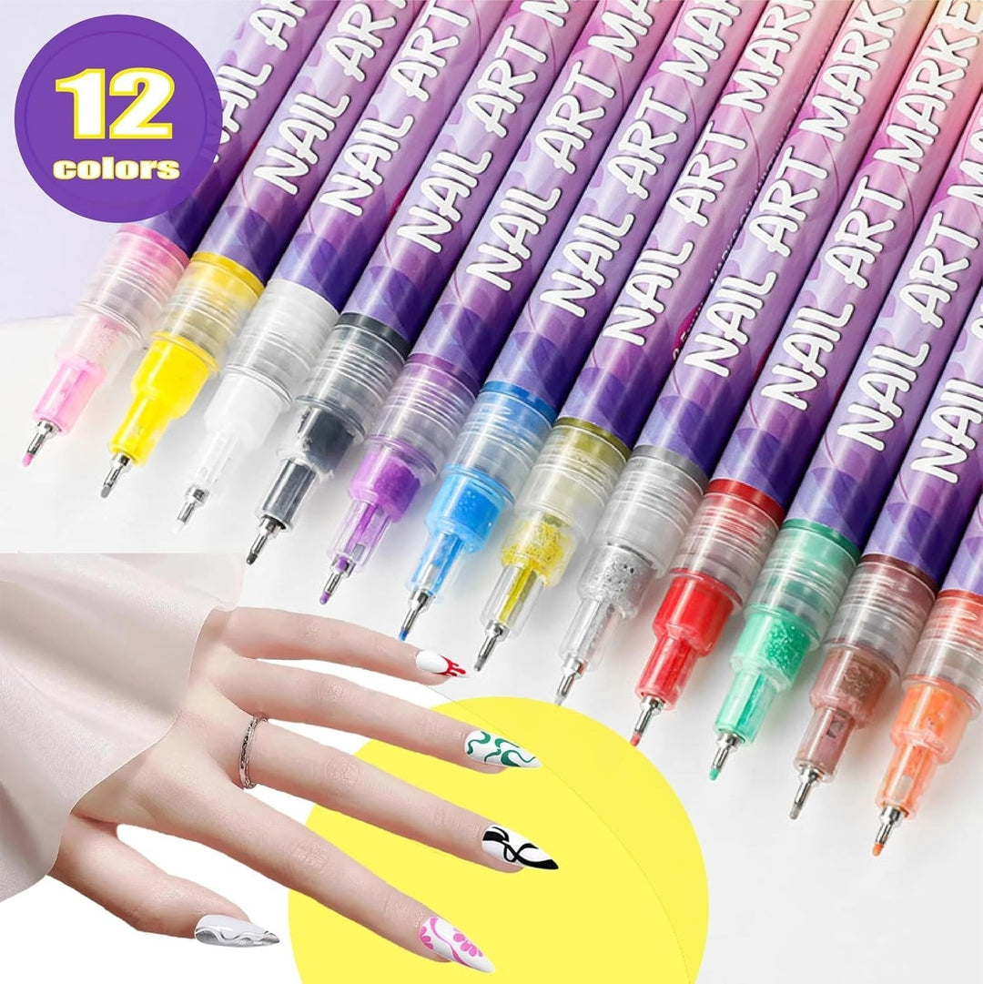 🎁✨ Zestaw lakierów do paznokci w 12 kolorach do kreatywnych wzorów 💅🎨