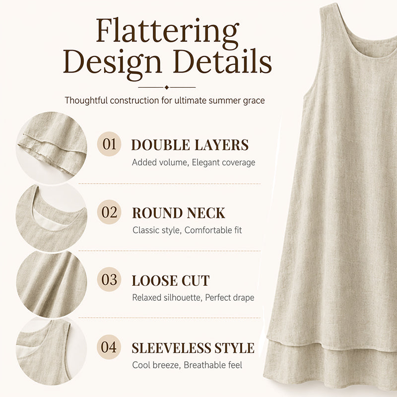 Bestseller💕 Double Layer Sleeveless Dress – Effortless Elegance &amp; Modern Layered Look for Everyday