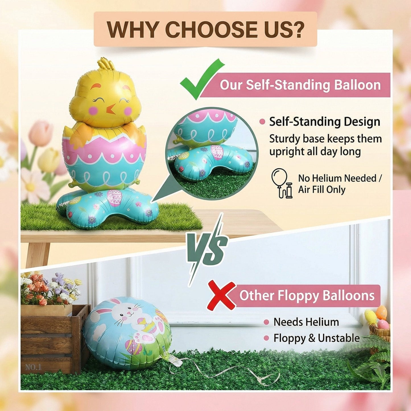 🎁 Oster-Frühbucher-Sale 🐰 Riesen 3D-Steh-Hase-Ballon – selbststehend für festliche Stimmung-Kostenlose Luftpumpe