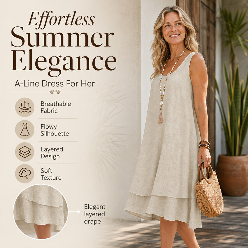 Bestseller💕 Double Layer Sleeveless Dress – Effortless Elegance &amp; Modern Layered Look for Everyday