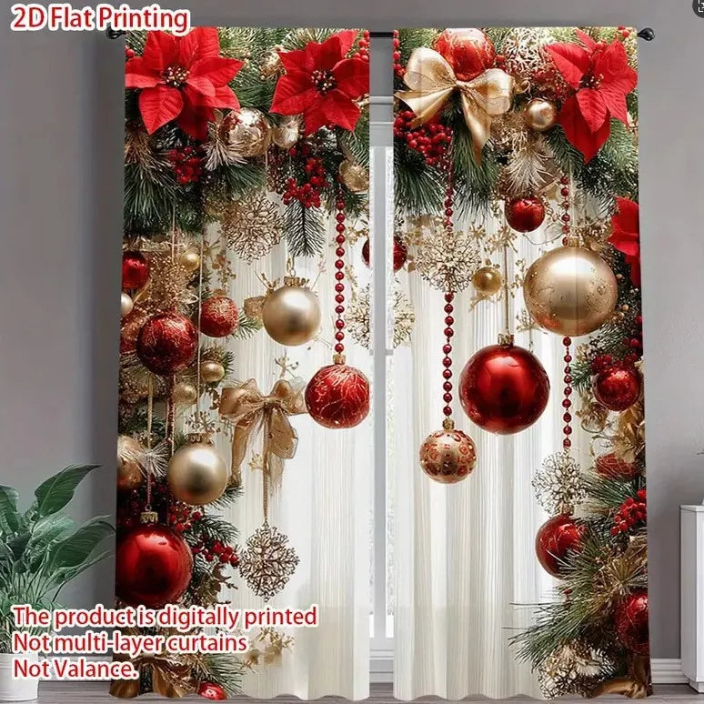 🎄Weihnachtsvorhänge 2-teilig für die Fensterdekoration