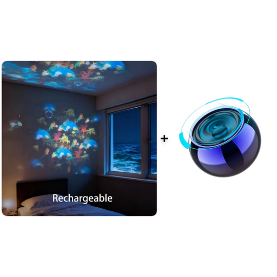🥳2026 HOT SALE🥳💞80K+ SOLD!🌊 Ocean Wave Projector Light – Dynamic Rotating Aurora, Adjustable Brightness, Rechargeable – with/without Bluetooth Speaker – Bedroom Decor, Night Light, Gift for Kids &amp; Adults