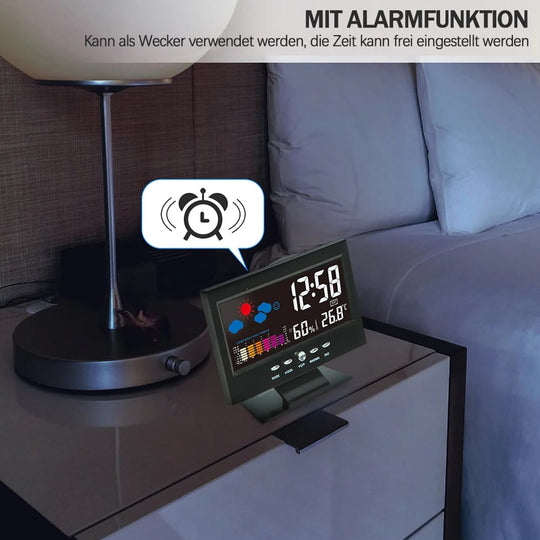 ⏰LETZTER TAG VERKAUF 50% RABATT✨Digitaler LED-Temperatur- und Luftfeuchtigkeitsmonitor, Wettervorhersage, LED-Tischwecker