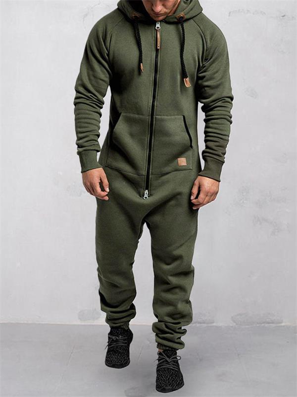Kapuzen-Fleece-Einteiler in Uni-Farbe – Warm und gemütlich für Winter &amp; Zuhause
