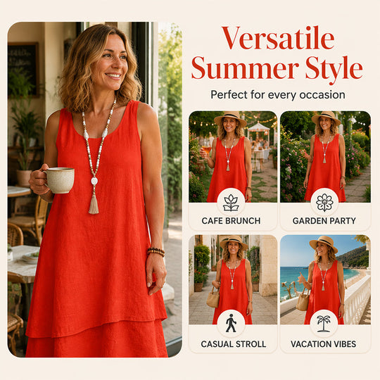 Bestseller💕 Double Layer Sleeveless Dress – Effortless Elegance &amp; Modern Layered Look for Everyday