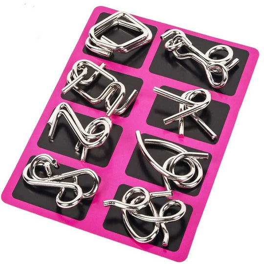 Metall Puzzle Ring achtteilig blaue Version Denksportaufgaben