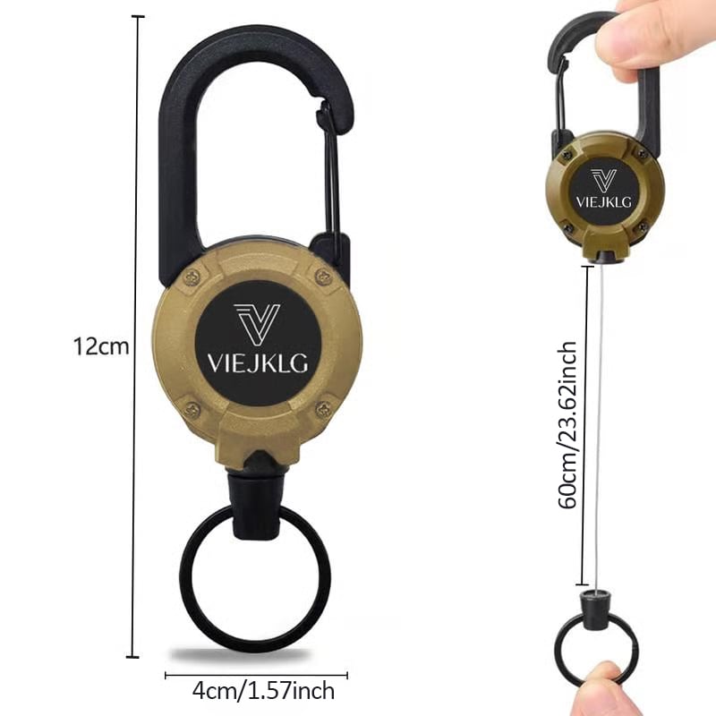 🔑Retractable Carabiner Keychain – 65cm steel lanyard, 100,000 pull cycles. Lightweight &amp; sturdy.