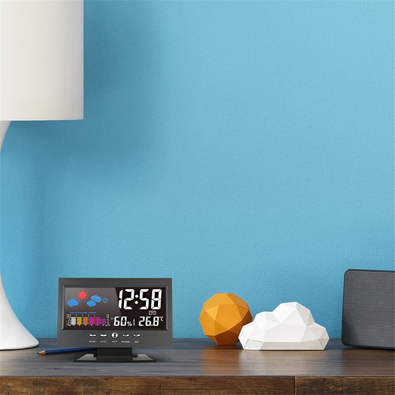 ⏰LETZTER TAG VERKAUF 50% RABATT✨Digitaler LED-Temperatur- und Luftfeuchtigkeitsmonitor, Wettervorhersage, LED-Tischwecker