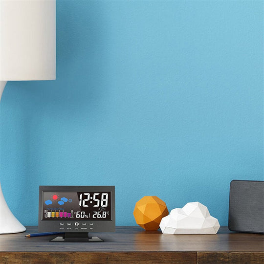 ⏰LETZTER TAG VERKAUF 50% RABATT✨Digitaler LED-Temperatur- und Luftfeuchtigkeitsmonitor, Wettervorhersage, LED-Tischwecker
