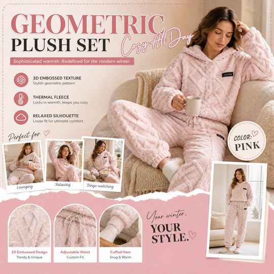 🍂 Embossed Geometric Plush Set – Timeless Comfort &amp; Effortless Style For Every Occasion