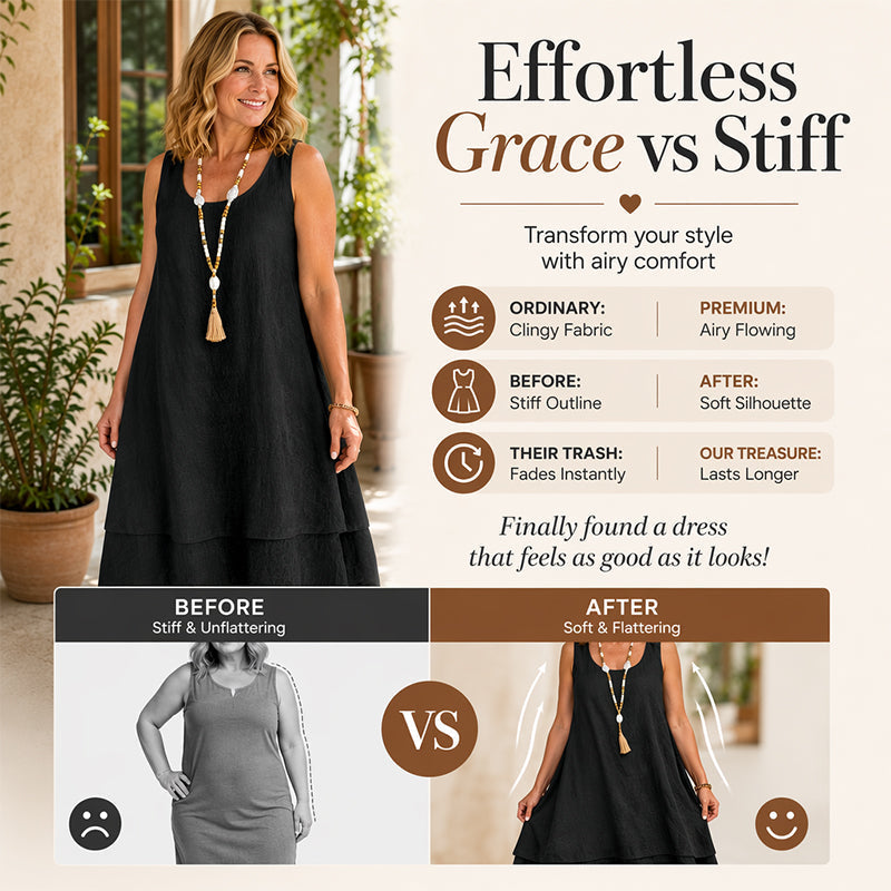 Bestseller💕 Double Layer Sleeveless Dress – Effortless Elegance &amp; Modern Layered Look for Everyday