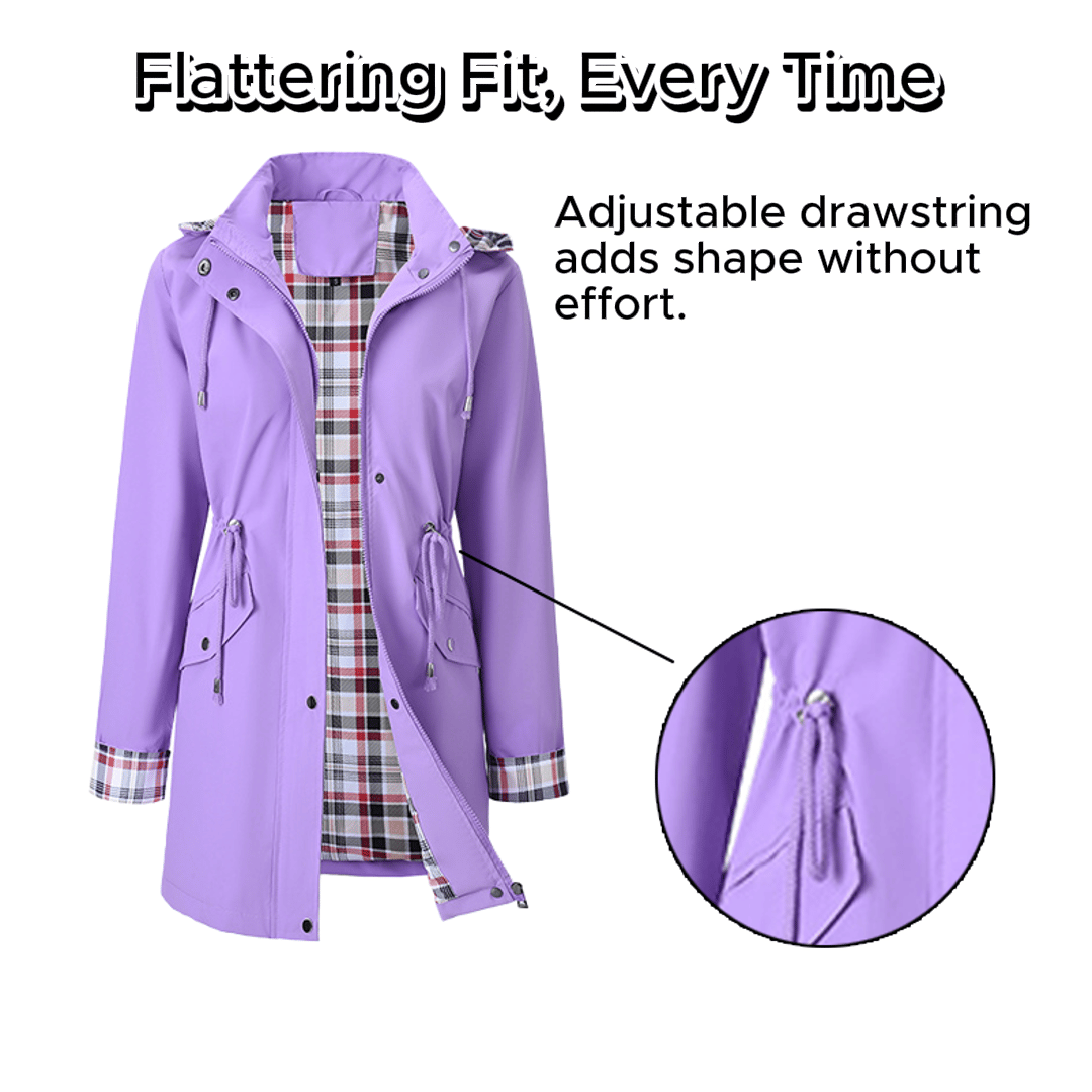 ⏳LAST DAY SALE 60% OFF !!📢🌧️💧Ultimate Plaid Waterproof Jacket for Women🍃Unleash Style and Durability in Any Storm!