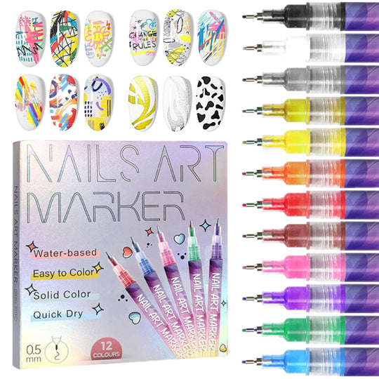 🎁✨ Zestaw lakierów do paznokci w 12 kolorach do kreatywnych wzorów 💅🎨
