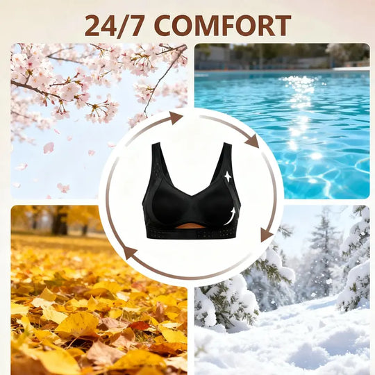 【Postural correction】Women’s Beige Wireless Bra, Soft Breathable Non-removable Moulded Cups, Yoga Fitness Sportswear for Gym &amp; Daily Training