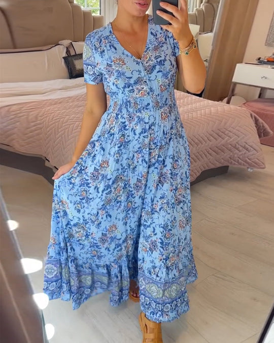 ⏳Begrenzte Zeit 50% Rabatt💥Kuscheliges Blumenkleid Mit V-Ausschnitt🌷