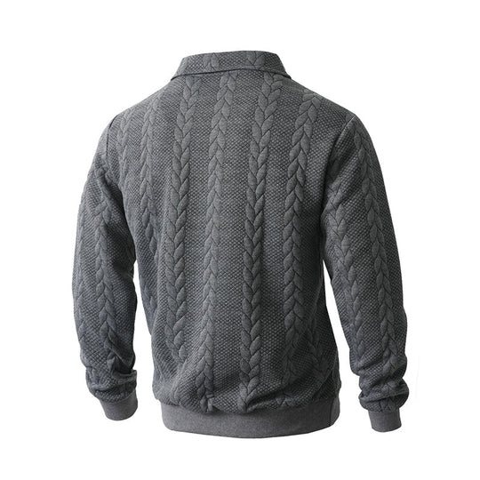 👔🧶 Lässiger Herrenpullover mit Halbreißverschluss – Zopfmuster für Wärme &amp; Stil! Perfekt für Arbeit ✨ und Freizeit 🌿 aus nachhaltiger Baumwolle.